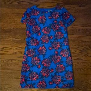 Bold blue dress with floral